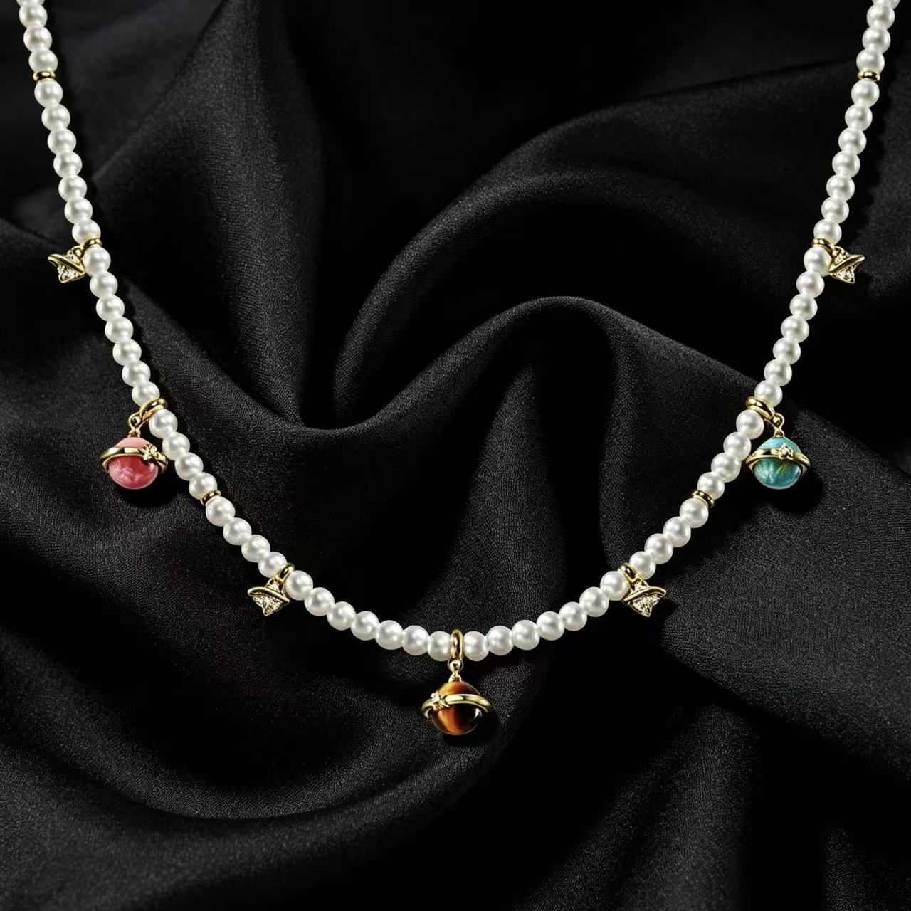 S925 Sliver Universal Design Freshwater Pearl Necklace 40+5cm(4mm)