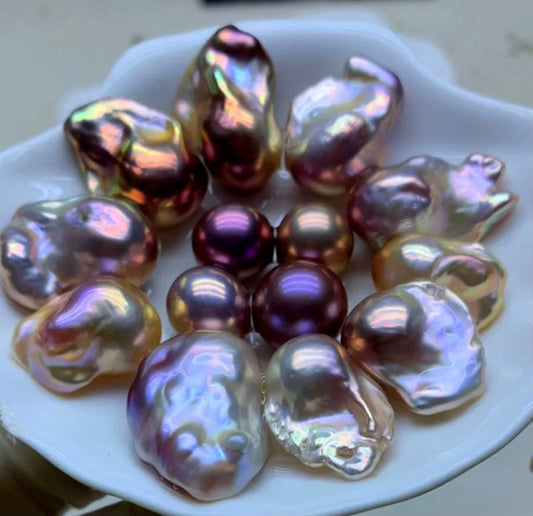 A17.[LIVE OPENING] [SALE] Unique Baroque  Pearl Oyster +Silver rock pearl oyster