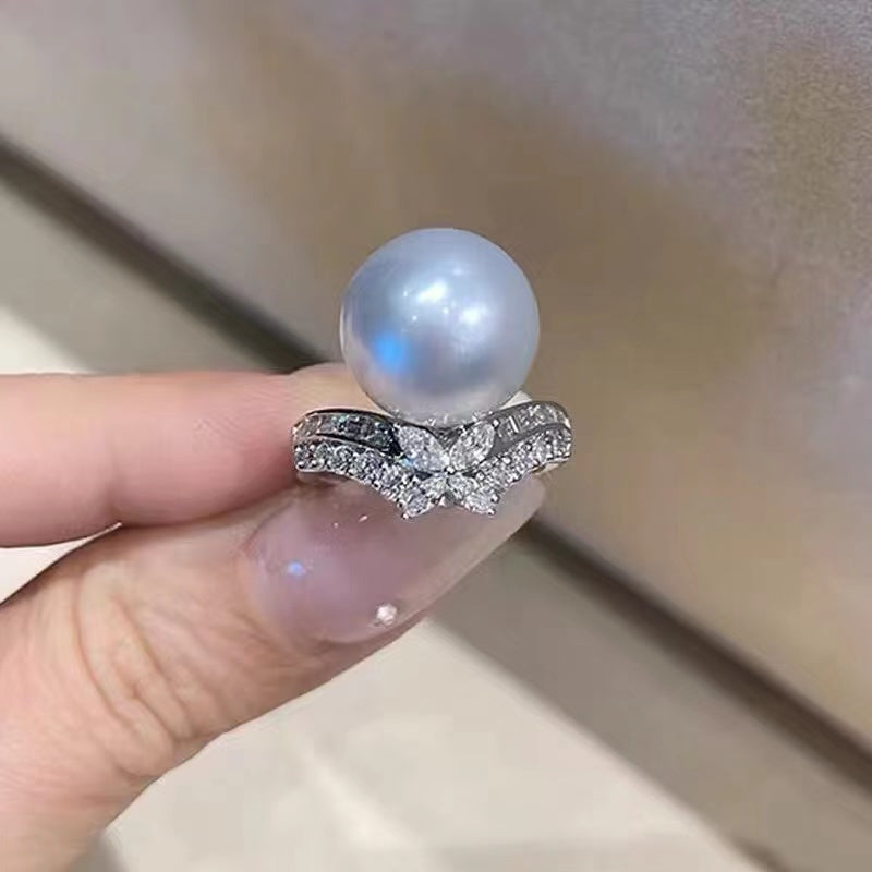 061.Customized/DIY/Sterling Silver and Silver Gold Plated Ring Accessories/pearl not included