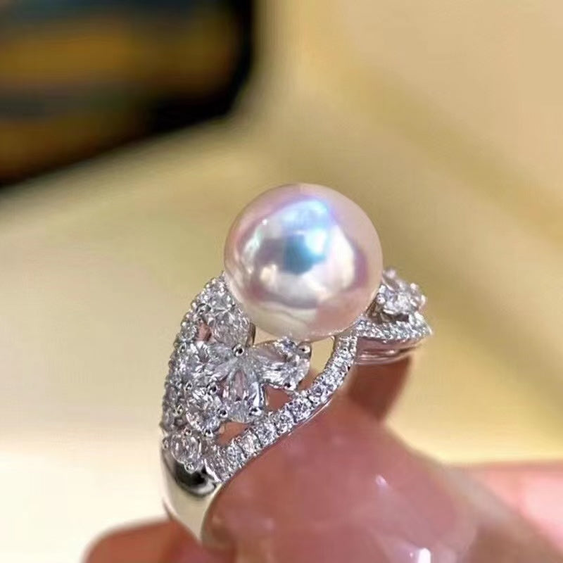 061.Customized/DIY/Sterling Silver and Silver Gold Plated Ring Accessories/pearl not included