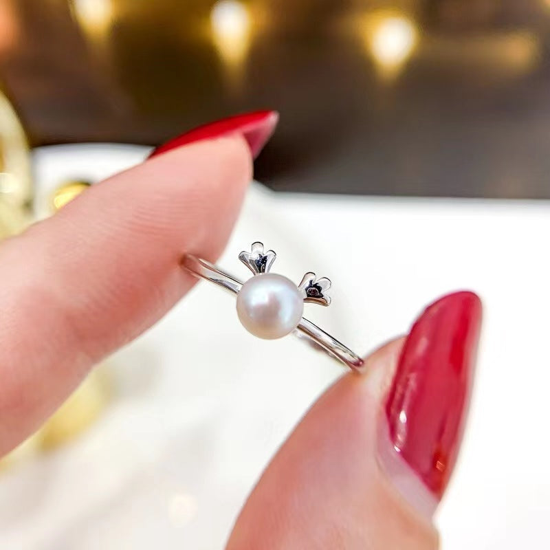 061.Customized/DIY/Sterling Silver and Silver Gold Plated Ring Accessories/pearl not included