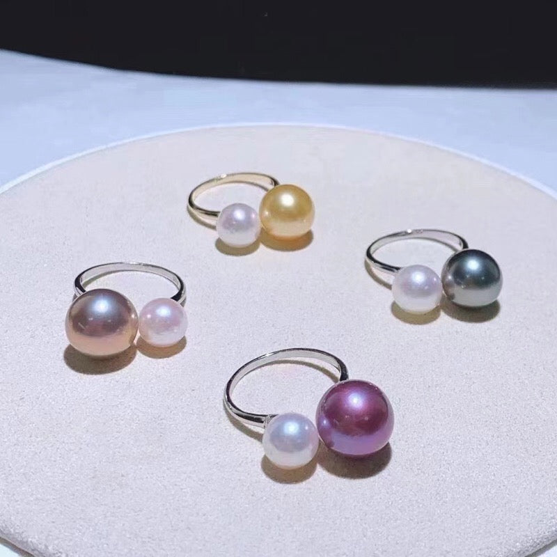 061.Customized/DIY/Sterling Silver and Silver Gold Plated Ring Accessories/pearl not included