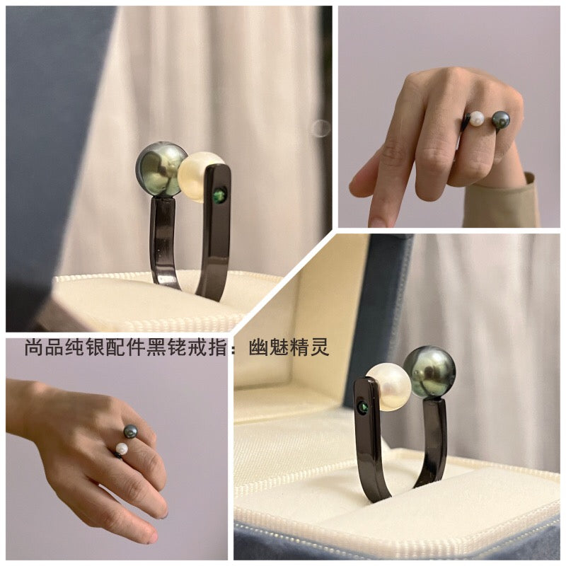 061.Customized/DIY/Sterling Silver and Silver Gold Plated Ring Accessories/pearl not included