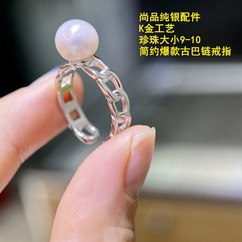 061.Customized/DIY/Sterling Silver and Silver Gold Plated Ring Accessories/pearl not included