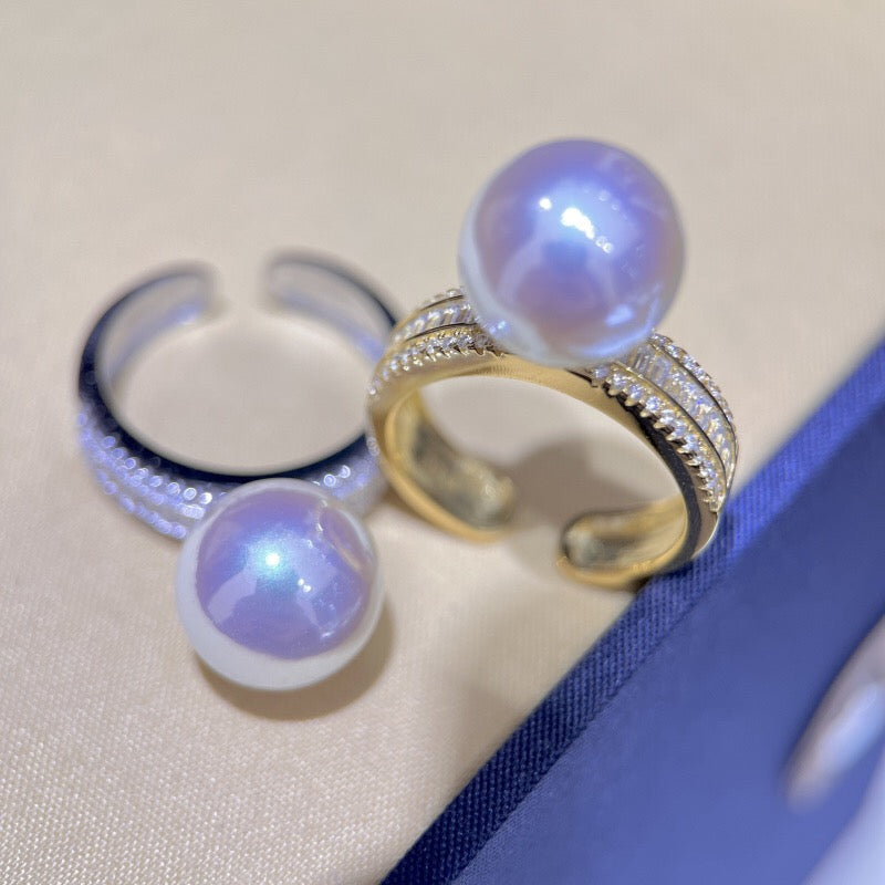 061.Customized/DIY/Sterling Silver and Silver Gold Plated Ring Accessories/pearl not included