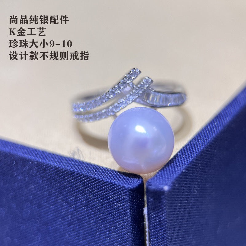 061.Customized/DIY/Sterling Silver and Silver Gold Plated Ring Accessories/pearl not included