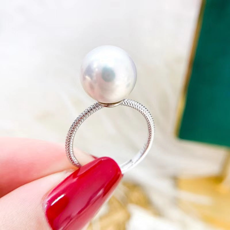 061.Customized/DIY/Sterling Silver and Silver Gold Plated Ring Accessories/pearl not included