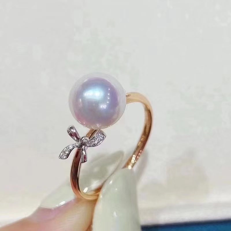 061.Customized/DIY/Sterling Silver and Silver Gold Plated Ring Accessories/pearl not included