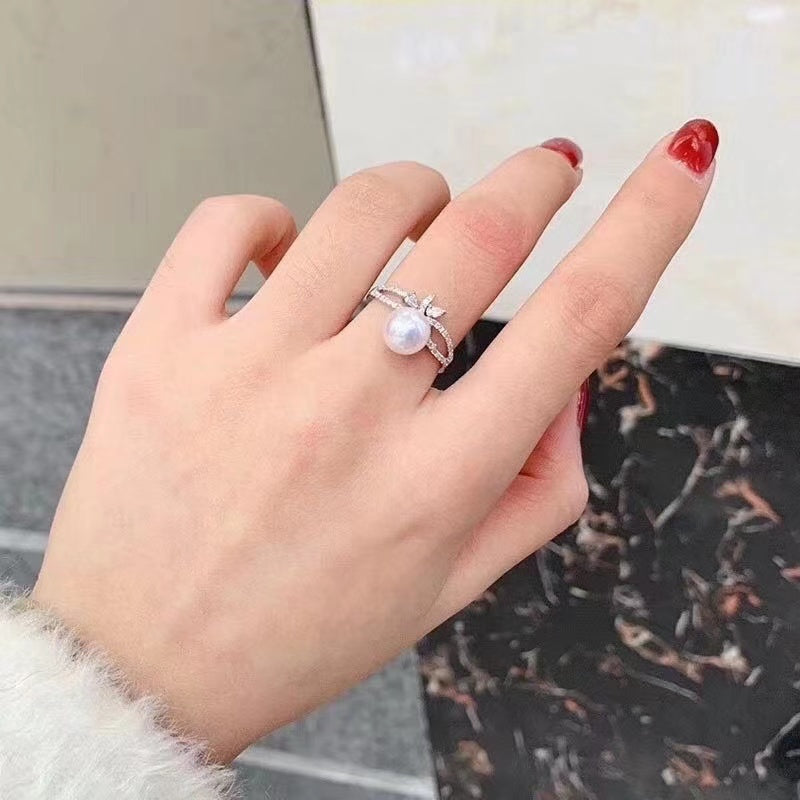 061.Customized/DIY/Sterling Silver and Silver Gold Plated Ring Accessories/pearl not included
