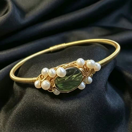 Wire rapping Freshwater pearl bangle（4mm）