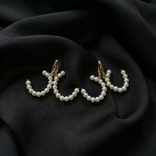 S925 Sliver Special Design Freshwater Pearl earrings（3mm）