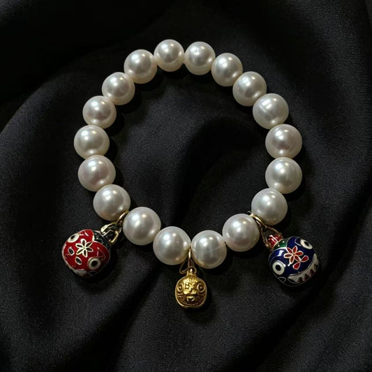 S925 Sliver Chinese Design Freshwater Pearl Bracelet 17cm Only 1（9mm）