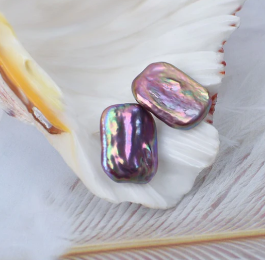 0.0【Live】Purple Rectangle Freshwater  Pearls Oyster